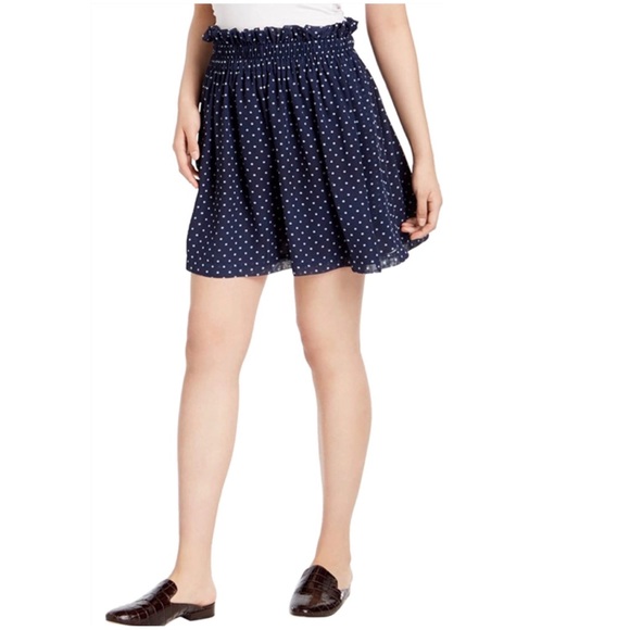 Maurices Navy Skirt with White Polka Dots and Elastic Smocked Waist - Picture 8 of 8